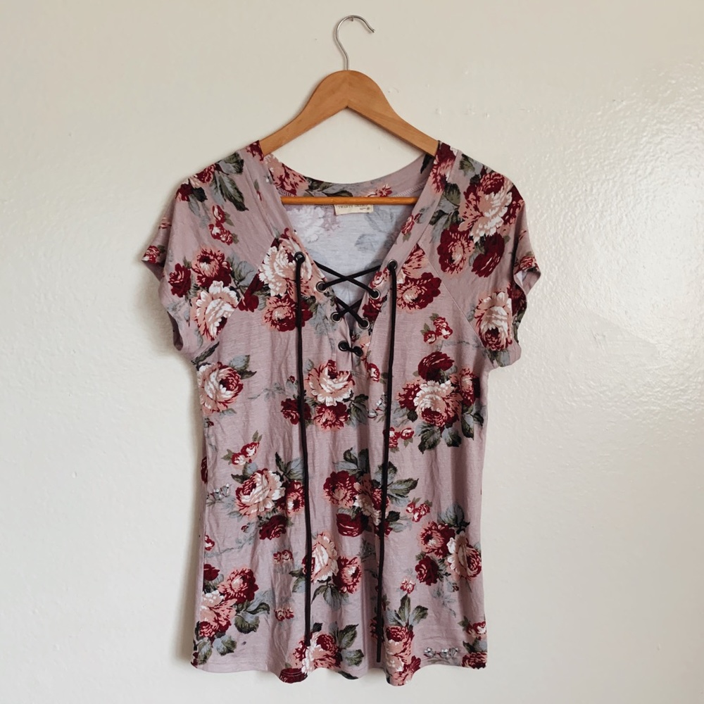 Mauve/Burgundy Floral Top